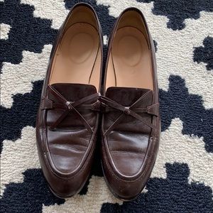 J. Crew Leather Academy Bow Loafer in Brown